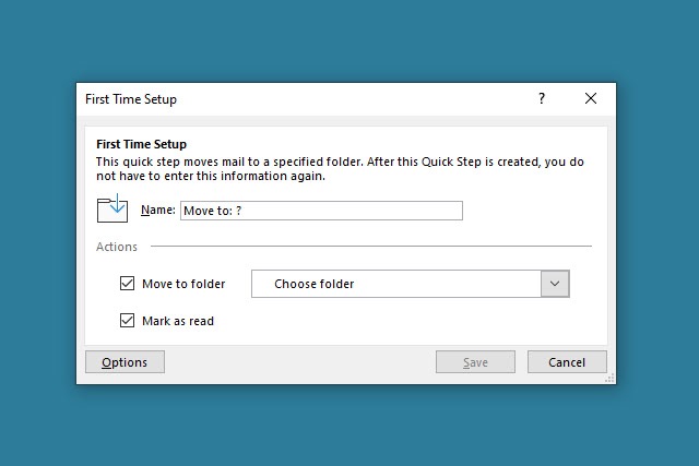 Configura un Quick Step preimpostato in Outlook.