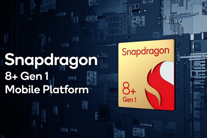 Rendu numérique du chipset Qualcomm Snapdragon 8 Plus Gen 1.
