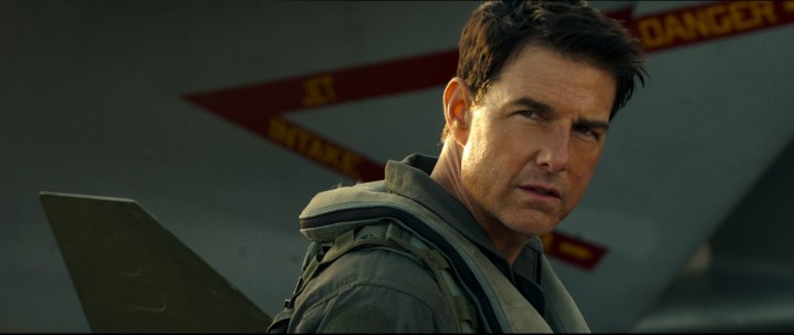 Tom Cruise looking stern in Top Gun: Maverick.