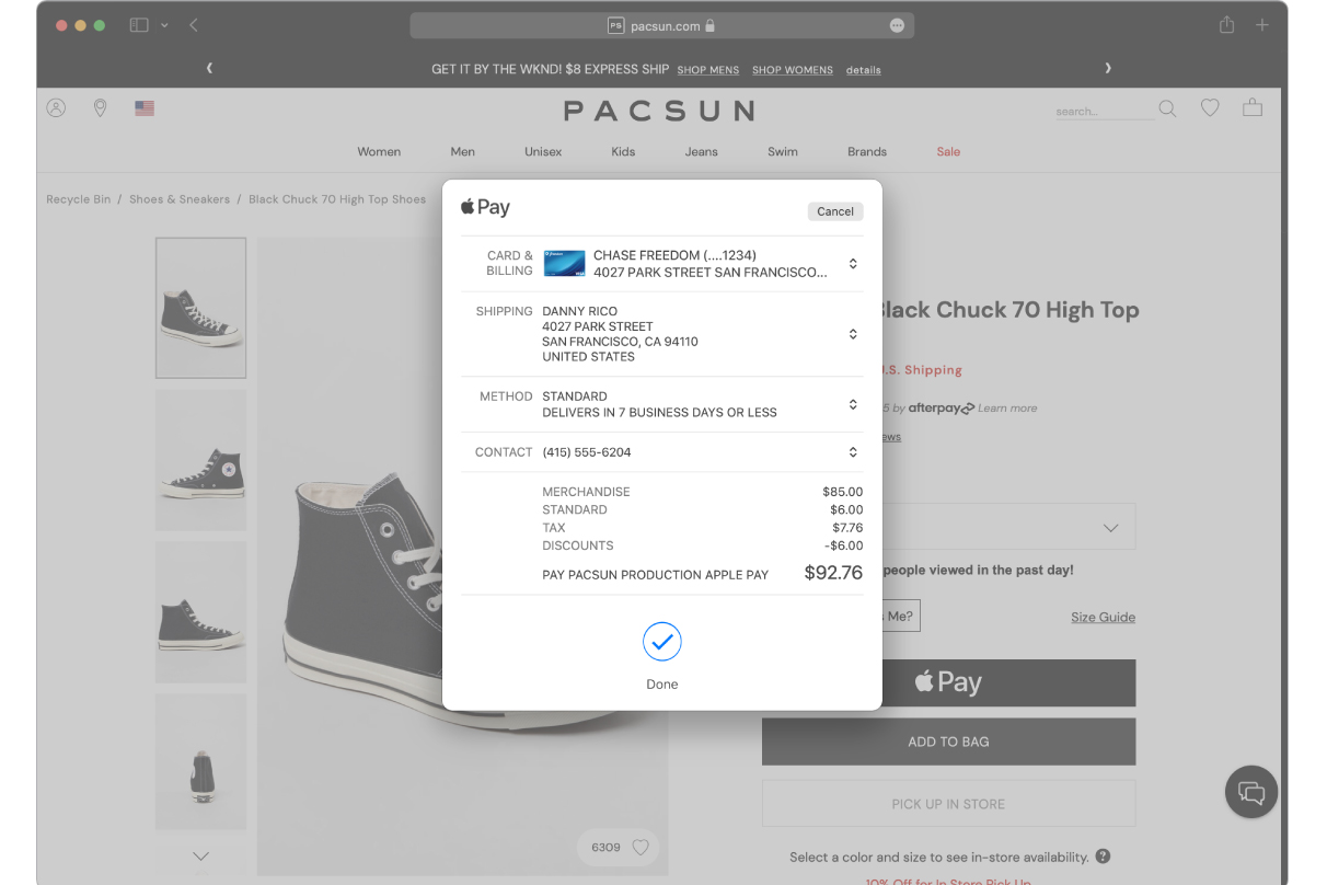 Use Apple Pay on a retail site.