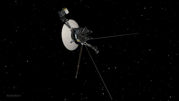 NASA’s Voyager 1 spacecraft, shown in this illustration, has been exploring our solar system since 1977, along with its twin, Voyager 2.