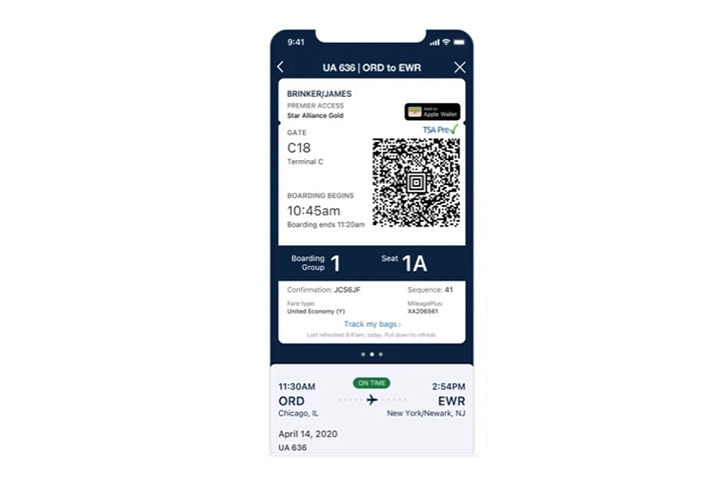 Add airline boarding pass to Apple Wallet interface.