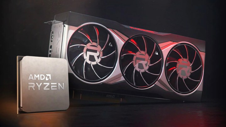 AMD Radeon RX 6000 graphics card and Ryzen processor chip.