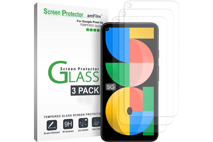 amFilm Tempered Glass Screen Protector for Google Pixel 5a.