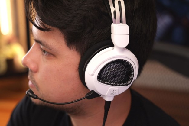 Author wearing Audio-Technica ATH-GDL3 open-back gaming headphones.