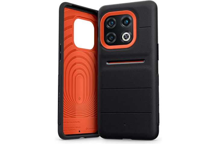 Caseology Athlex Case in black and orange with its grippy finish.