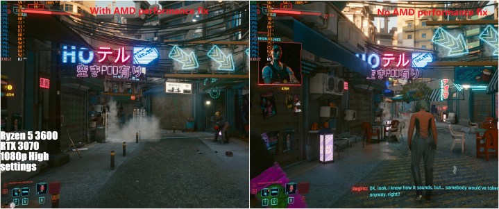 A comparison screenshot with mods on or off.