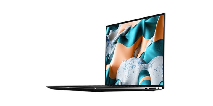 Dell XPS 15 Touch at a side angle on a white background.