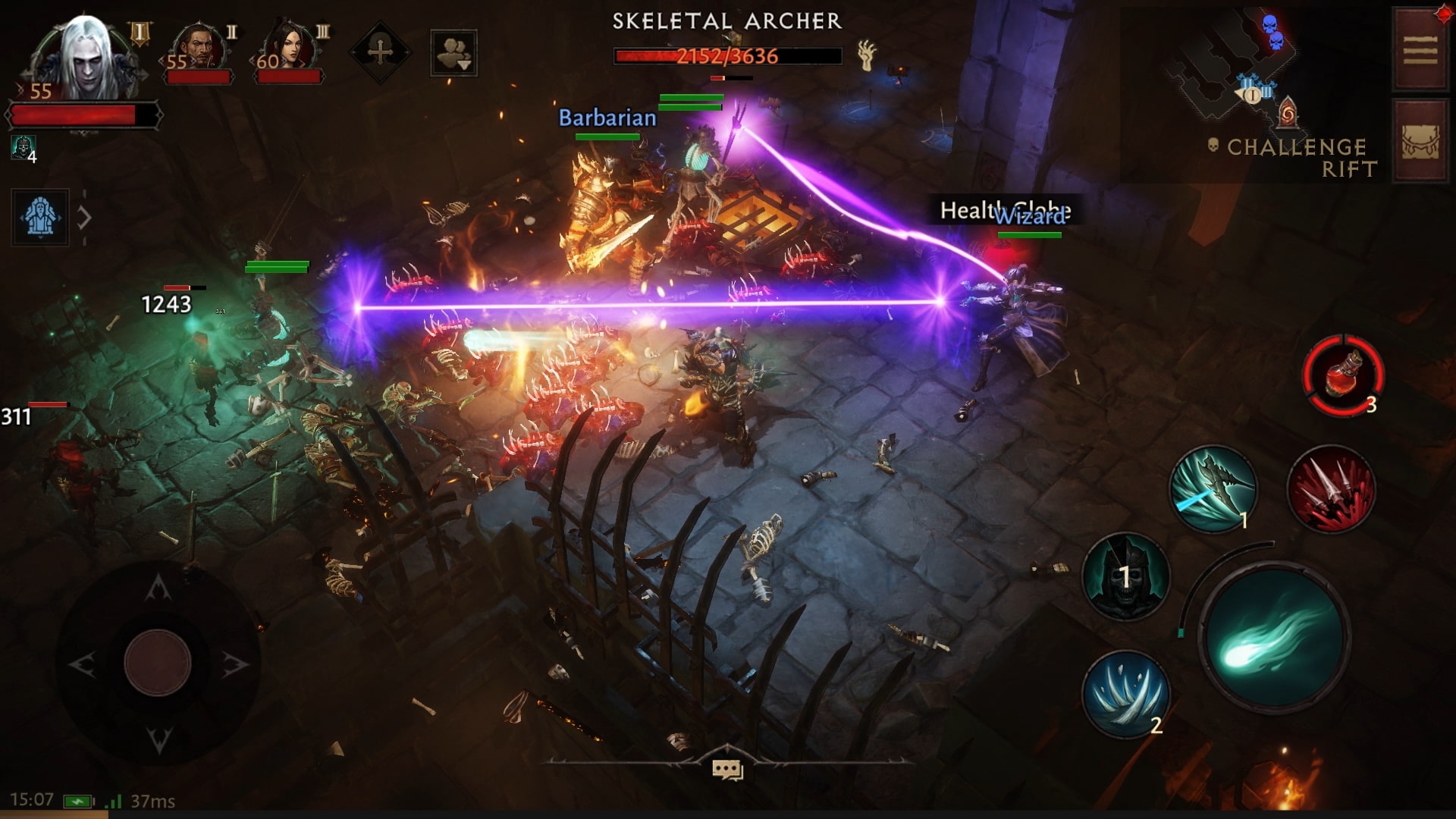 Os jogadores trabalham juntos para lutar contra inimigos em Diablo Immortal.