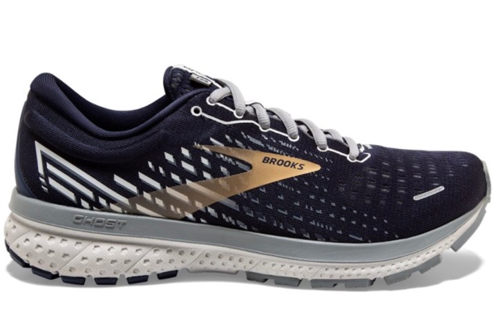 Dark blue Brooks Ghost 13 Road-Running shoes on a white background.