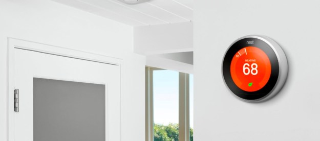 The Google Nest Learning Thermostat in stainless steel.