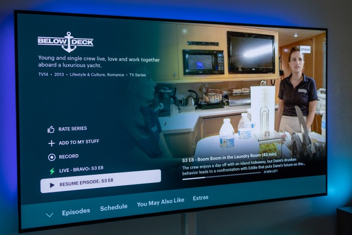 A Hulu screen on a TV.