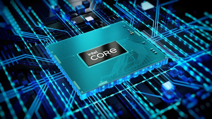 Un renderizado de un chip Intel Core HX.