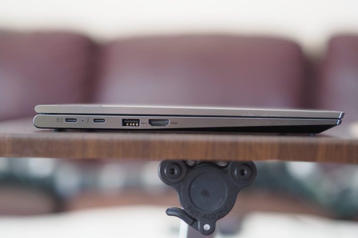 Lenovo ThinkPad X1 Yoga Gen 7 left side view showing ports.