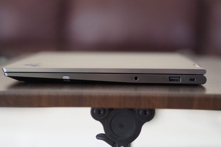 Lenovo ThinkPad X1 Yoga Gen 7 right side view showing ports.