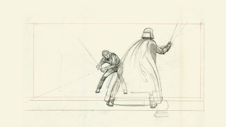 Un'immagine di Star Wars: The Creation con Darth Vader e Luke Skywalker.