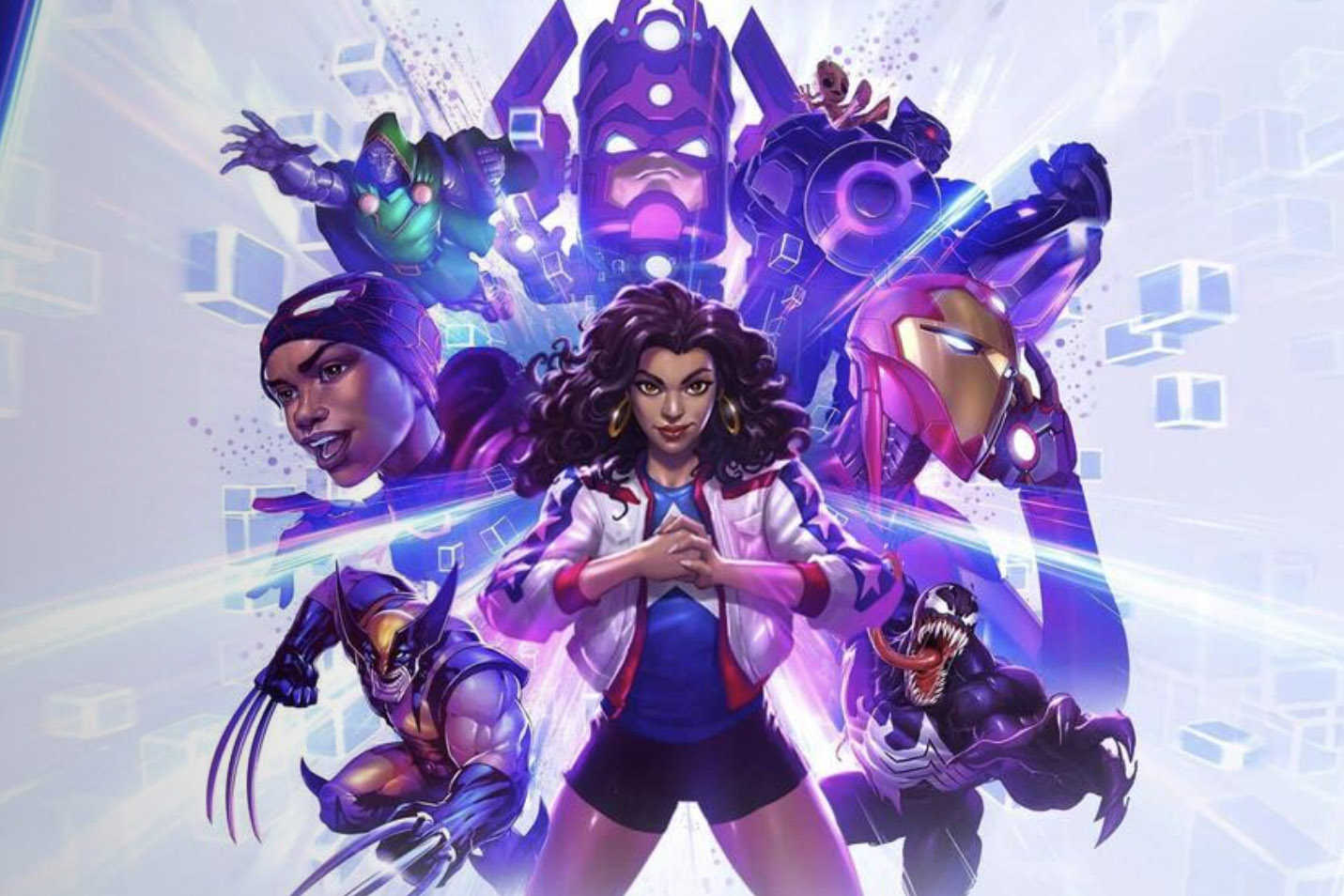 Imagem promocional do Marvel Snap de vários personagens da Marvel.