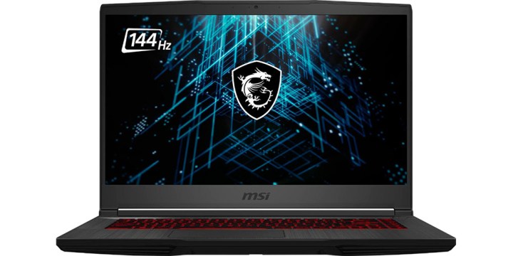 MSI GF65 gaming laptop on a white background.