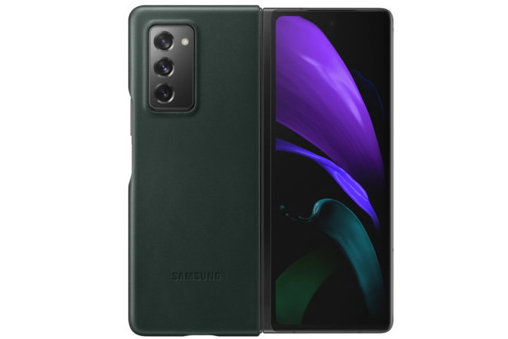 Samsung official leather cover for galaxy z fold 2 in black.