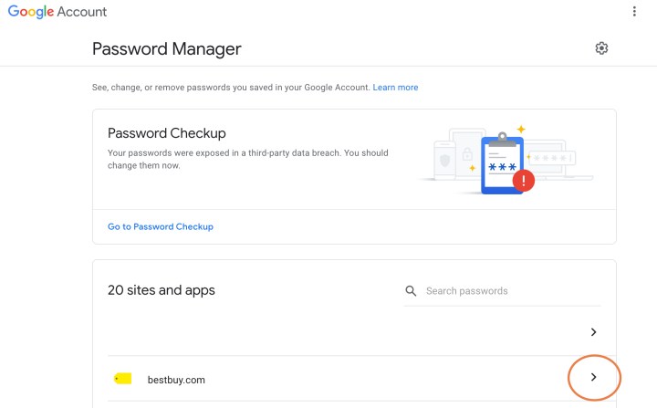 Go to Google Account passwords.
