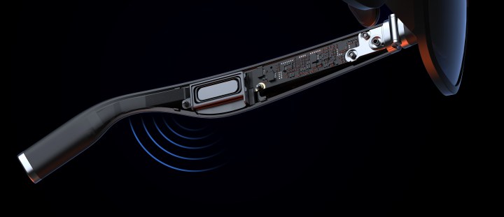 Viture One XR glasses showing the internal speakers.