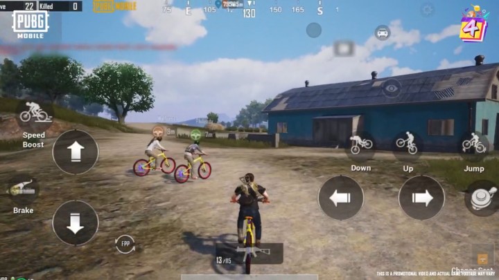 Riding a bicycle in PUBG Mobile.