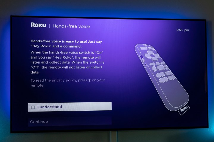 Roku Voice Remote Pro setup screen.