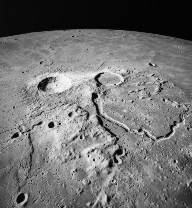Scientists believe that the moon's snakelike Schroeter's Valley was created by lava flowing over the surface.