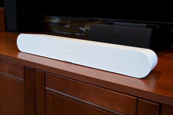 The Sonos Ray soundbar in white.