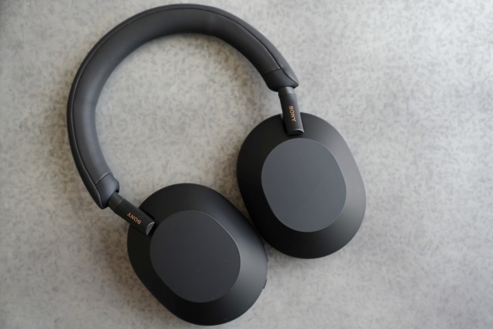 Sony WH-1000XM5 headphones seen in black.