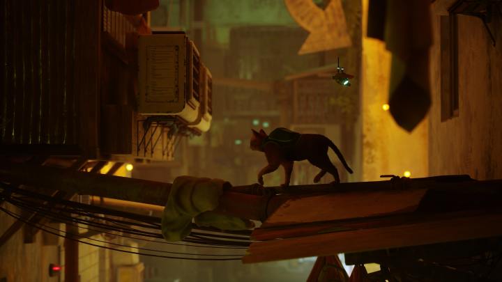 A cat walks through a city in Stray.