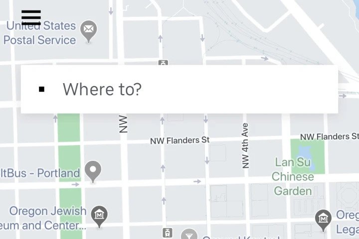 Mappa dell'app Uber.