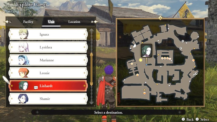 A map of base camp in fire emblem