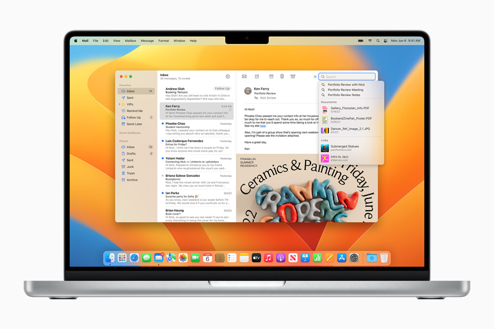 O novo aplicativo Mail no MacOS Ventura.