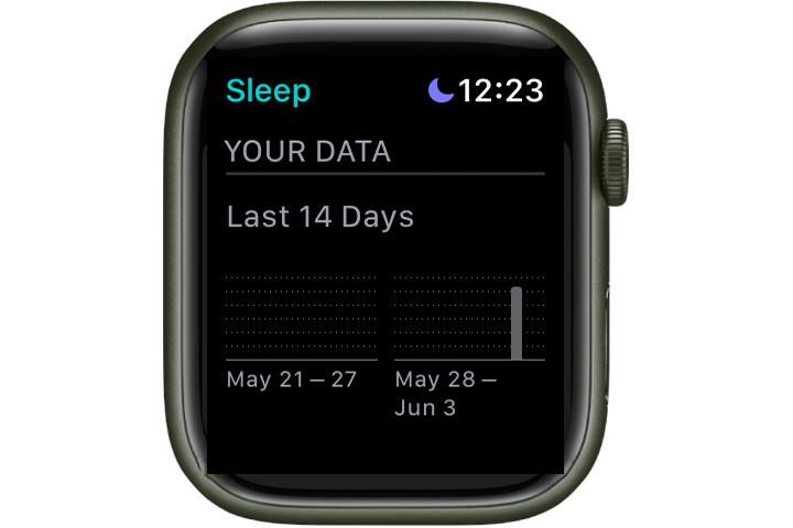 Apple Watch sleep statistics.