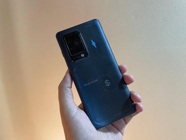 Black Shark 5 Pro in hand showing back of phone.