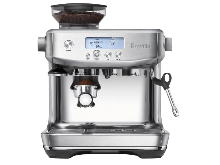 The Breville Barista Pro Espresso Machine preparing to make coffee.