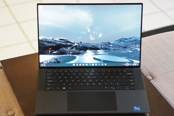 Dell XPS 15 9520 front view showing display and keyboard deck.