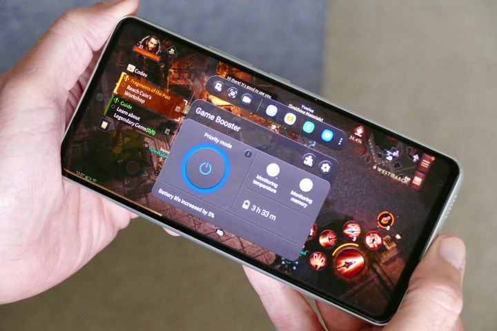 Samsung's Games Booster mode used on the Galaxy A53 and Diablo Immortal.