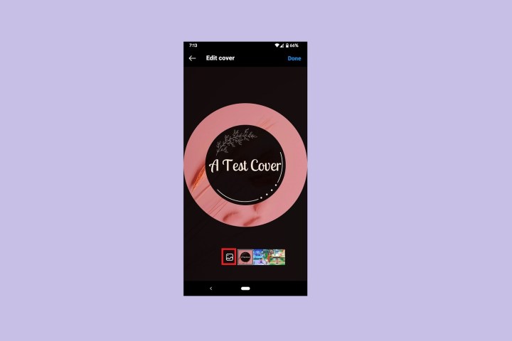 La schermata Modifica copertina sull'app mobile di Instagram.