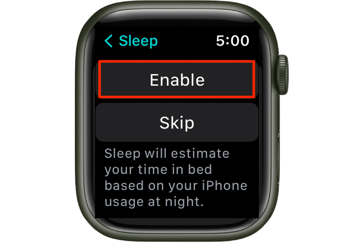 Apple Watch enable sleep tracking control.
