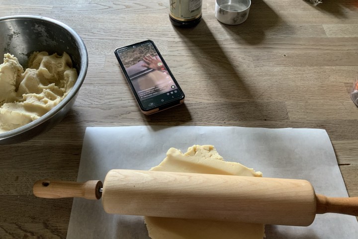 A TikTok recipe being followed on a table.