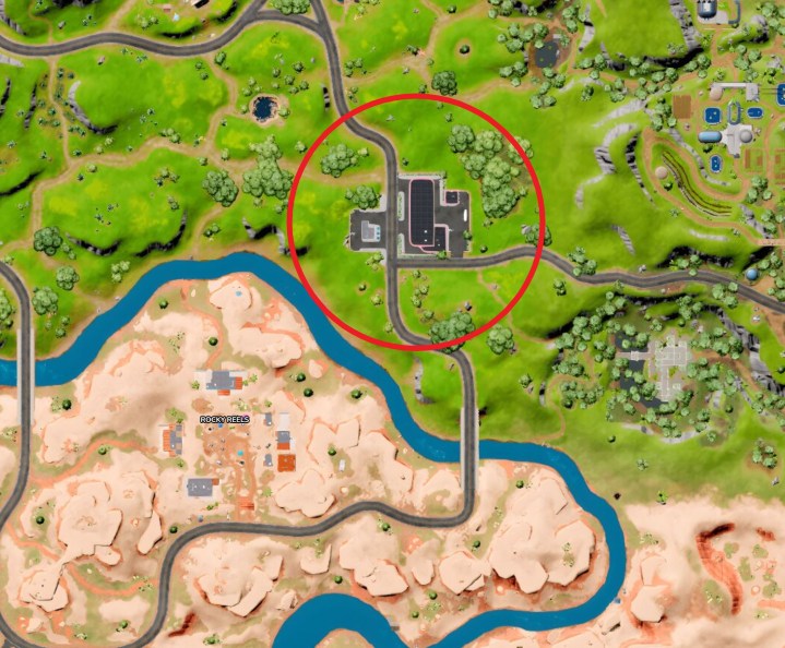 Map of gas station in Fortnite.