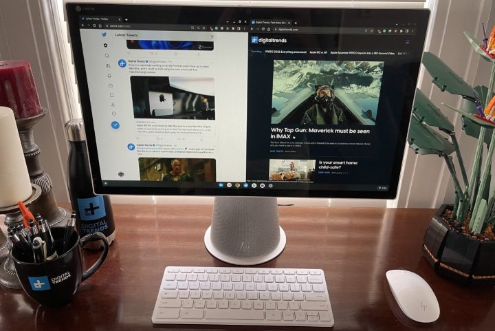 Using the HP Chromebase for web browsing.