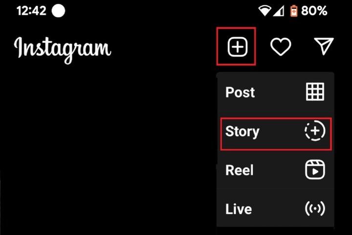 Instagram Story menu screenshot.