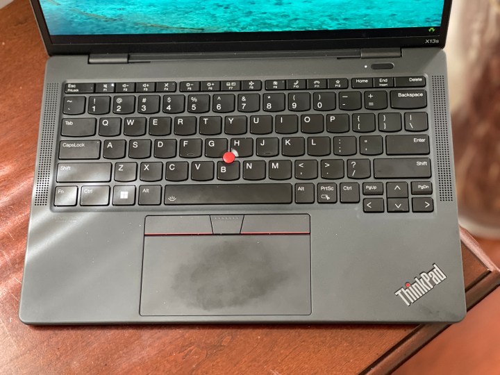 The keyboard and trackpad on the ThinkPad X13s.