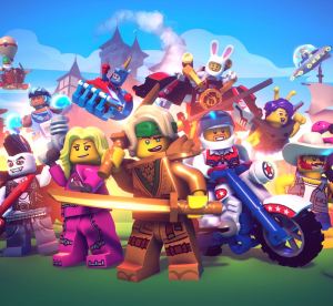 The cast of Lego Brawls stands together in this game's key art.