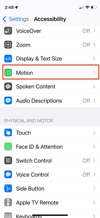 Reduce iPhone motion setting.