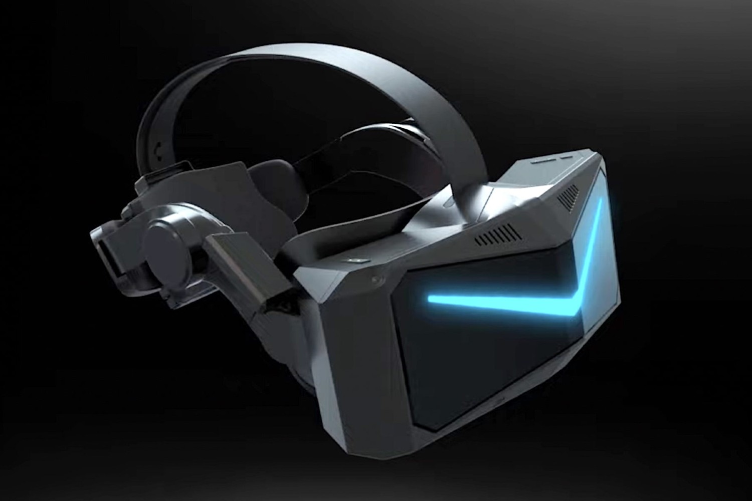 Pimax Crystal VR headset on black background.