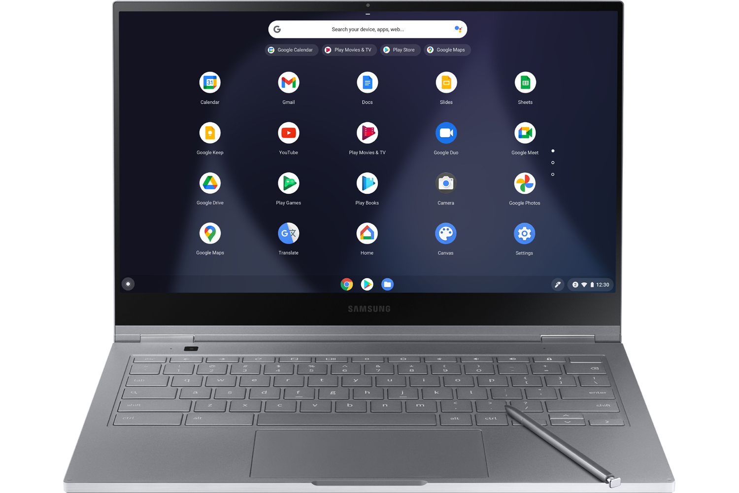El Samsung Galaxy Chromebook con la interfaz de Chrome OS en la pantalla.